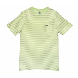 NWT Volcom Striped Pocket T Shirt Men Large Green Sylvan Crew Short Sleeve